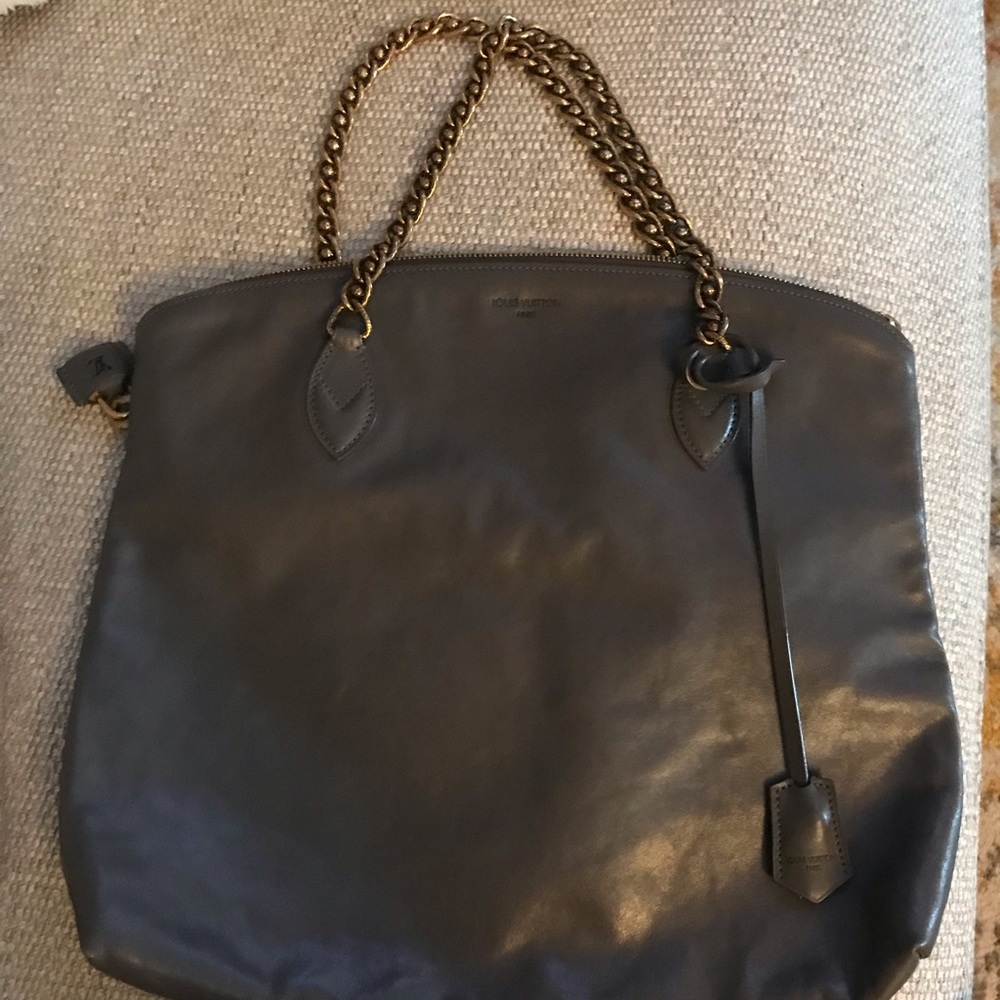 Grey Louis Vuitton Cuir Boudoir Lockit Chain bag